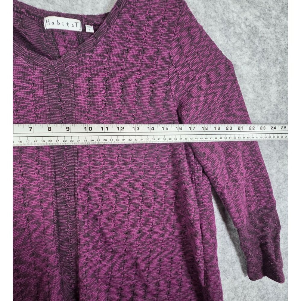 HABITAT Pullover Sweater V-Neck Long Sleeve Zig Zag Cotton Blend Purple Size S - Picture 3 of 8